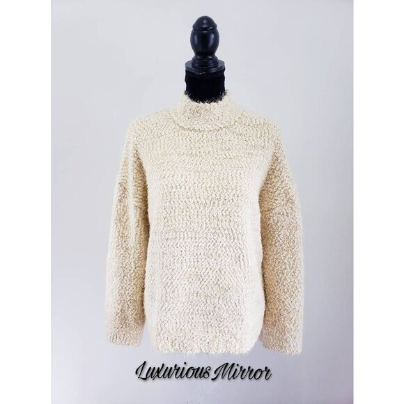 Chelsea & Theodore Cozy Teddy Knit Warm Popcorn Turtleneck Pullover Sweater Sz L - Picture 4 of 9